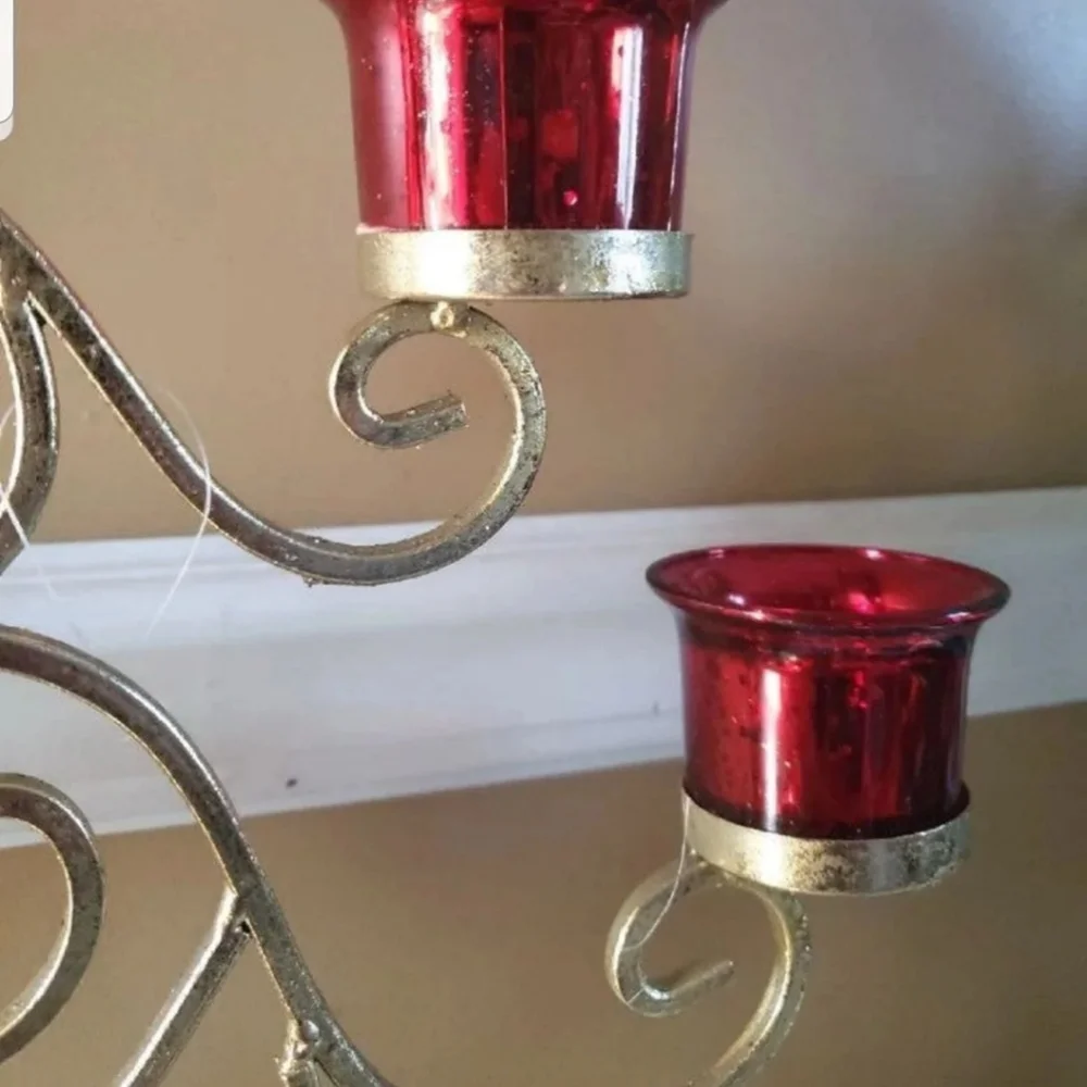 Golden Holiday Tea Light Candle Holder NWT